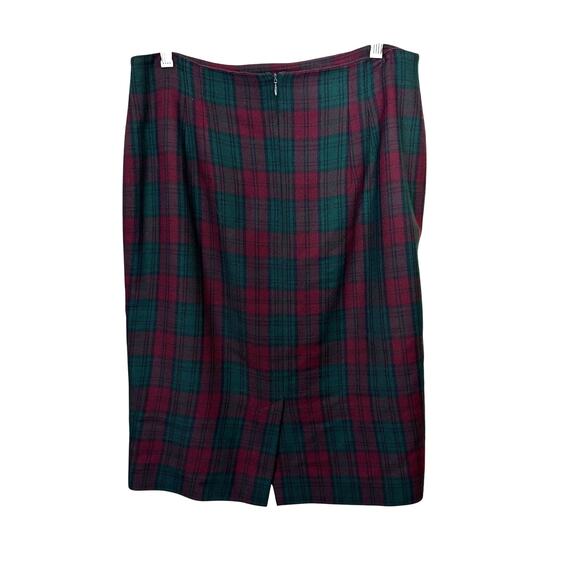 Rena Rowan for Saville Skirt Women's‎ Wool Plaid Pencil Size 14 Dark Academia - Picture 3 of 5